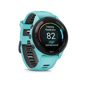 Garmin Forerunner® 265 - luneta Black, pouzdro Aqua, řemínek silicone Aqua/Black připravenost k tréninku