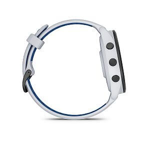 Garmin Forerunner® 265 - luneta Black, pouzdro White, řemínek silicone White/Blue boční pohled
