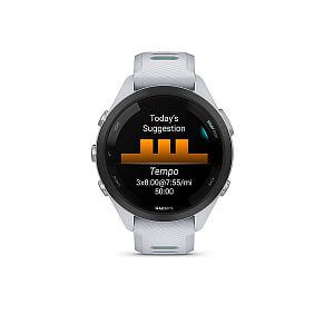 Garmin Forerunner® 265S, luneta Black, pouzdro Whitestone, řemínek silicone White/Neo trénink