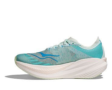 Hoka Mach X 2 W snow melt / blue spark dámské běžecké tempové silniční boty boční pohled