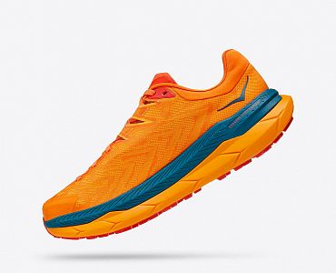 Hoka One One M Tecton X persimmon orange / radiant yellow boční pohled