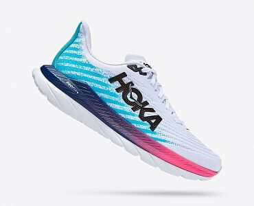 Hoka One One Mach 5 M white / scuba blue pánské silniční boty