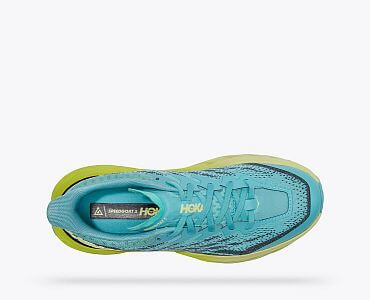 Hoka One One W Speedgoat 5 costal shade / green glow horní  pohled