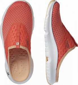 L41278500 Salomon Reelax Slide 5.0 W persimon whitealmond cream top view two shoe pair