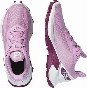 L41290000 Salomon Alphacross Blast J orchid white plum caspia top view both shoes