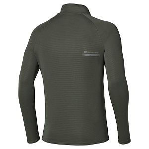 Mizuno Active DryAeroFlow Hybrid Long Sleeve Top M forest night pánské hybridní běžecké tričko s 1/2 zipem