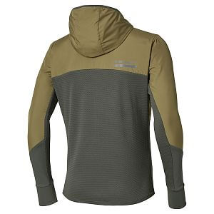 Mizuno Active Warmalite Hybrid Full Zip Hooded Long Sleeve Top M forest night / martini olive