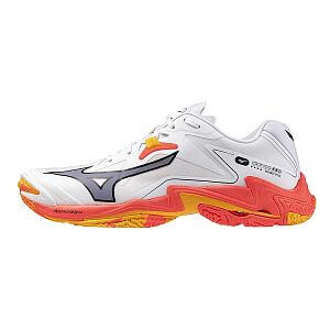 Mizuno Wave Lightning Z8 U white / fiery coral 2 / citrus unisex sálovky na volejbal do haly