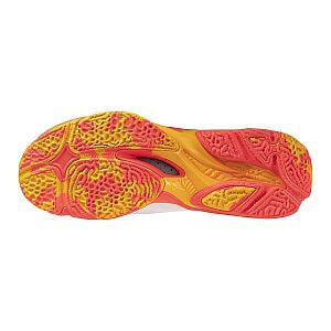 Mizuno Wave Lightning Z8 U white / fiery coral 2 / citrus unisex sálovky na volejbal floorball házenou podrážka