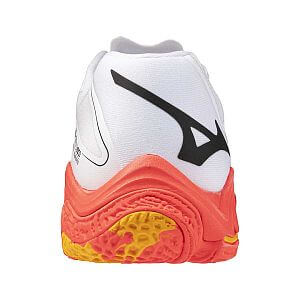 Mizuno Wave Lightning Z8 U white / fiery coral 2 / citrus unisex sálovky na volejbal floorball házenou zadní pohled pata
