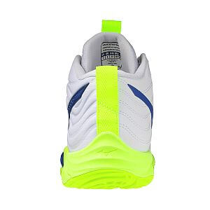 Mizuno Wave Momentum Elite MID U white / lightning yellow / dazzling blue unisex kotníkové volejbalové boty halové indoorové sálové