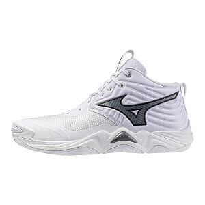 Mizuno Wave Momentum Elite MID U white/metallic gray/black unisex volejbalové kotníkové boty halové sálové indoor