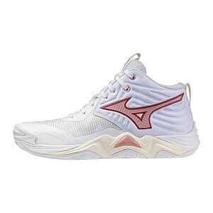 Mizuno Wave Momentum Elite MID W white / rose elegance / lava falls dámské volejbalové boty kotníkové halové indoorové sálové