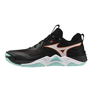 Mizuno Wave Momentum Elite U black / tangelo / ice green unisex volejbalové boty do haly boční pohled