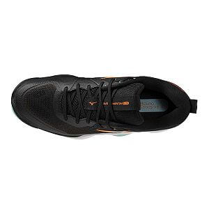 Mizuno Wave Momentum Elite U black / tangelo / ice green unisex volejbalové sálovky svršek horní pohled