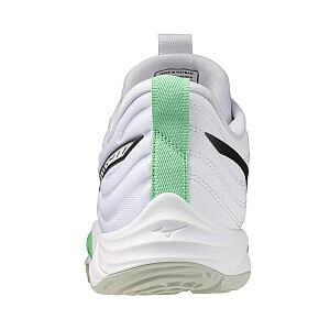 Mizuno Wave Momentum Elite U white / black / frozen emerald unisex volejbalové halové boty zadní pohled