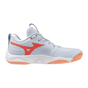 Mizuno Wave Momentum Elite W blue finch/white/lava orange dámské volejbalové boty halové indoorové sálové