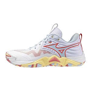 Mizuno Wave Momentum Elite W white / calypso coral / pale banan dámské volejbalové boty do haly