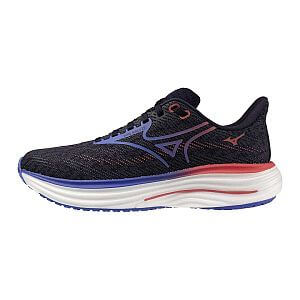Mizuno Wave Rider 29 W odyssey gray / iris bloom / calypso coral dámské běžecké silniční boty boční pohled
