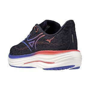 Mizuno Wave Rider 29 W odyssey gray / iris bloom / calypso coral dámské běžecké silniční boty zadní pohled