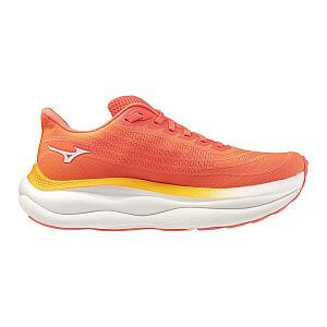 Mizuno Wave Sky 9 W striking coral / baseball white / citrus dámské běžecké silniční boty boční pohled