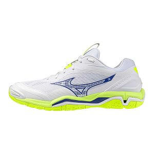 Mizuno Wave Stealth 6 U white / lightning yellow / dazzling blue unisex halové boty