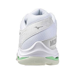 Mizuno Wave Voltage 2 U white / black / frozen emerald unisex volejbalové boty do haly zadní pohled