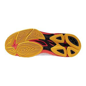 Mizuno Wave Voltage 2 U white / fiery coral 2 / citrus unisex sálové boty na volejbal podrážka