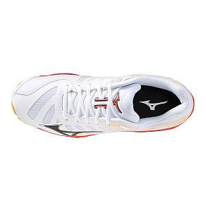Mizuno Wave Voltage 2 U white / fiery coral 2 / citrus unisex sálové boty na volejbal svršek