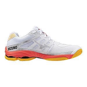Mizuno Wave Voltage 2 U white / fiery coral 2 / citrus unisex sálové boty na volejbal