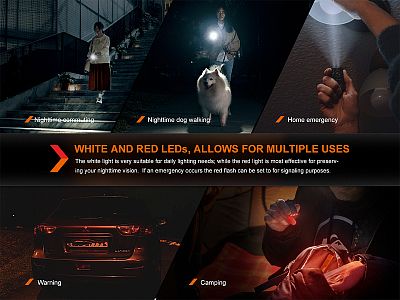 Nabíjecí baterka Fenix E03R V2.0 bílé i červené světlo