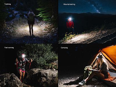 Nabíjecí čelovka Fenix HM55R celočerná multi využití běh turistika camping