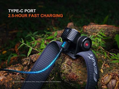 Nabíjecí čelovka Fenix HM55R celočerná rychlé nabíjení usb-c