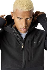NNormal Men's Active Warm Jacket svart/black pánská mikina pro turistiku i volný čas kapuce a náprsní kapsa