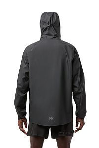 NNormal Trail Rain Jacket M black pánská běžecká bunda zadní pohled s kapucí