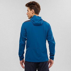 Pánská bunda SALOMON Haloes Down Hybrid Hoodie poseidon night 2