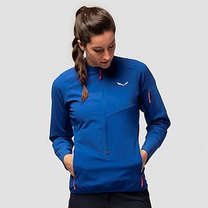 Salewa Agner DST W Anorak electric přední strana na postavě z blízka detail 