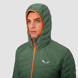 Salewa Brenta RDS DWN Jacket M thyme přední pohled na postavě detail kapuce