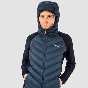 Salewa Fanes Sarner RDS Down Hybrid Jacket W navy blazer přední pohled na postavě detail