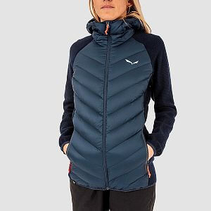 Salewa Fanes Sarner RDS Down Hybrid Jacket W navy blazer přední pohled na postavě detail