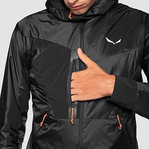 Salewa Pedroc Hybrid TWR Hooded Jacket M black out detail přední strana kapsa