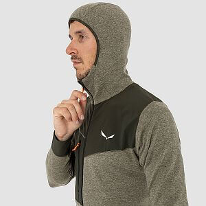 Salewa Puez 2 Dry Hooded Full Zip Top M dark olive melange kapuce