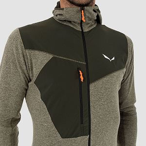 Salewa Puez 2 Dry Hooded Full Zip Top M dark olive melange pánská funkční mikina