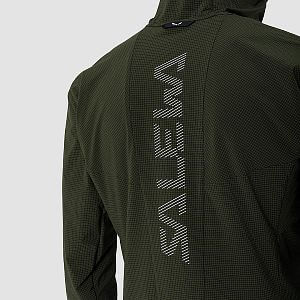 Salewa Puez 2 DST Hooded Jacket M dark olive detail zadní část nápis