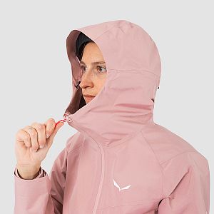 Salewa Puez Gore-Tex Paclite® Jacket W zephyr přední pohled na postavě detail kapuce