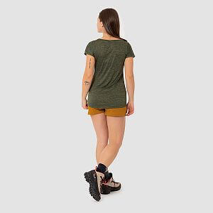 Salewa Puez Melange Dry S/S Tee W dark olive melange zadní pohled na postavě