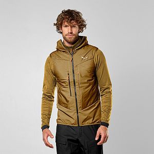 Salewa Sella Durastretch/Tirolwool Hybrid Vest M golden brown pánská skialpová vesta s kapucí