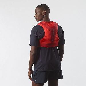 Salomon ADV Skin 5 Set flame scarlet/haute red unisex běžecká vesta zadní pohled