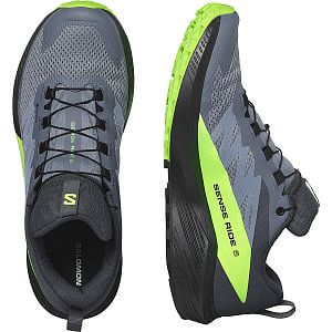 Salomon Sense Ride 5 M GTX flint stone / black / green gecko boční pohled detail