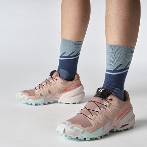 Salomon Speedcross 6 W mahogany rose / jushed violet / iced aqua detail na noze